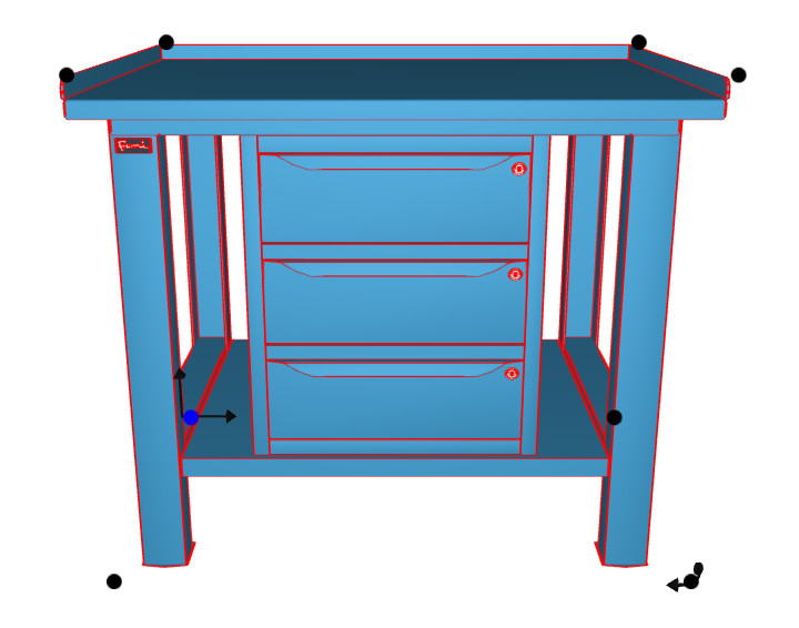 Banco da lavoro per officina piano in acciaio 1031 X 705 X 855 H - armadio 3 cassetti - FAMI - Blu