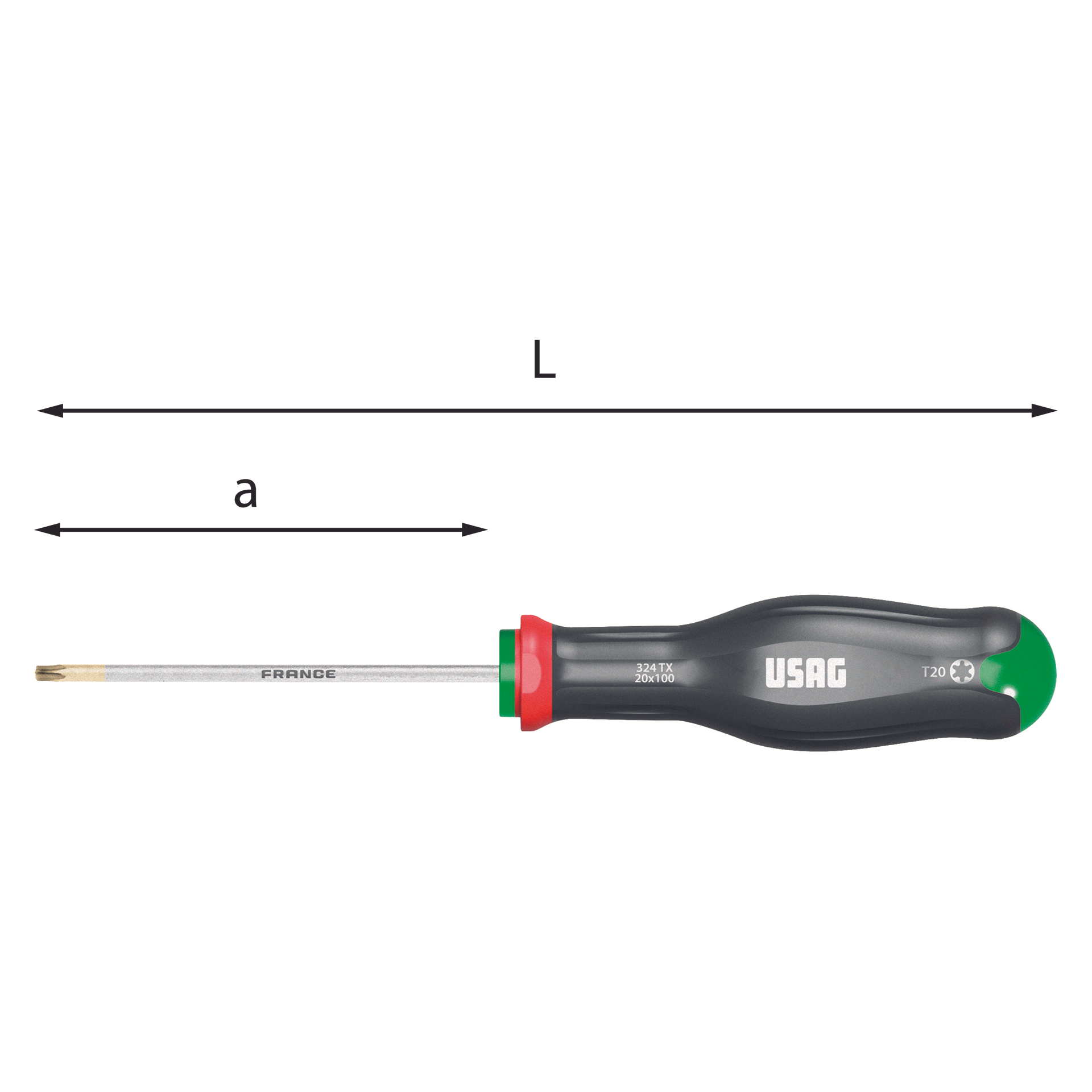 Giravite per viti L. 179mm con impronta Torx T10x50 M1 - Usag 324 TX