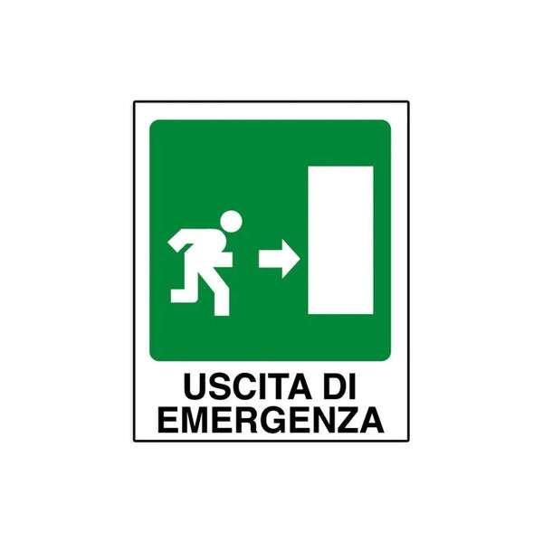 Segnaletica in alluminio USCITA DI EMERGENZA DESTRA 250X310mm