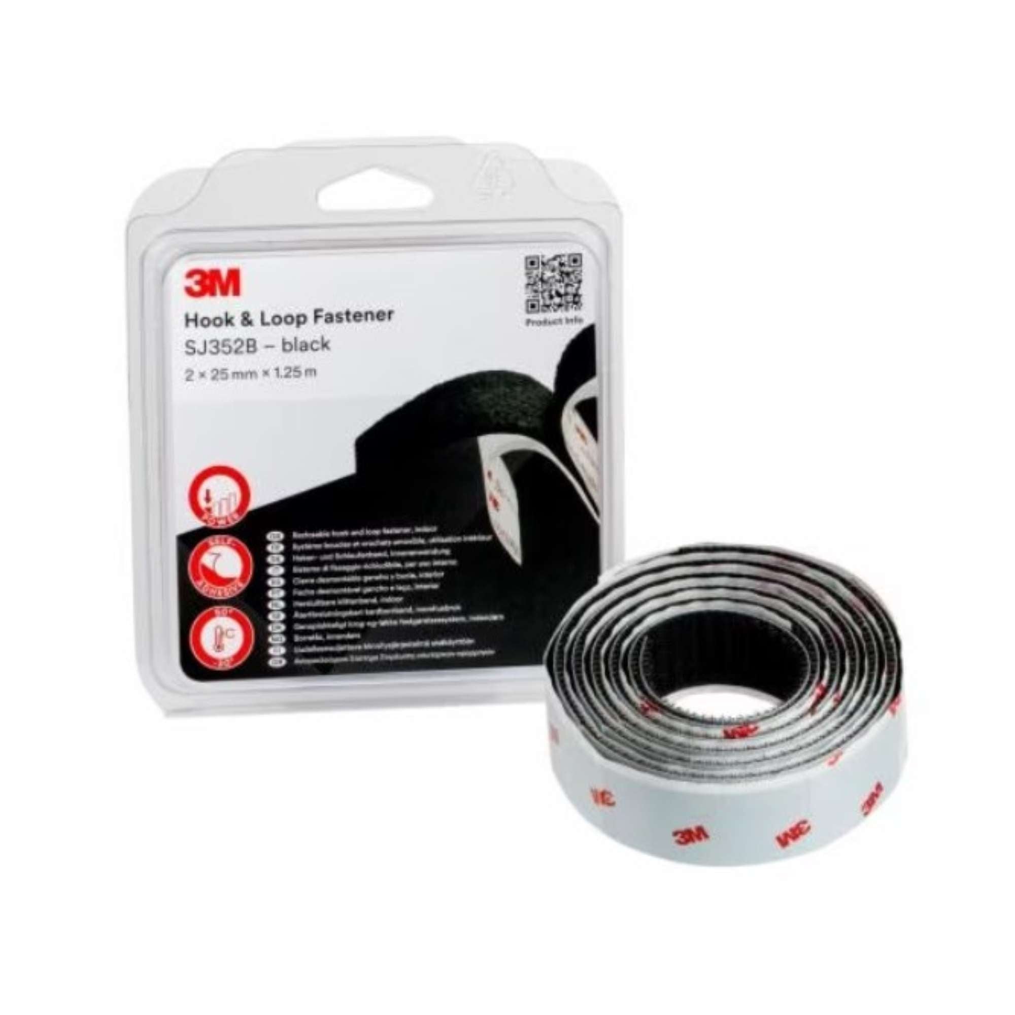 Sistema di fissaggio Hook&Loop H.25mm x 1,25mt nero/bianco - 3M 7100123266