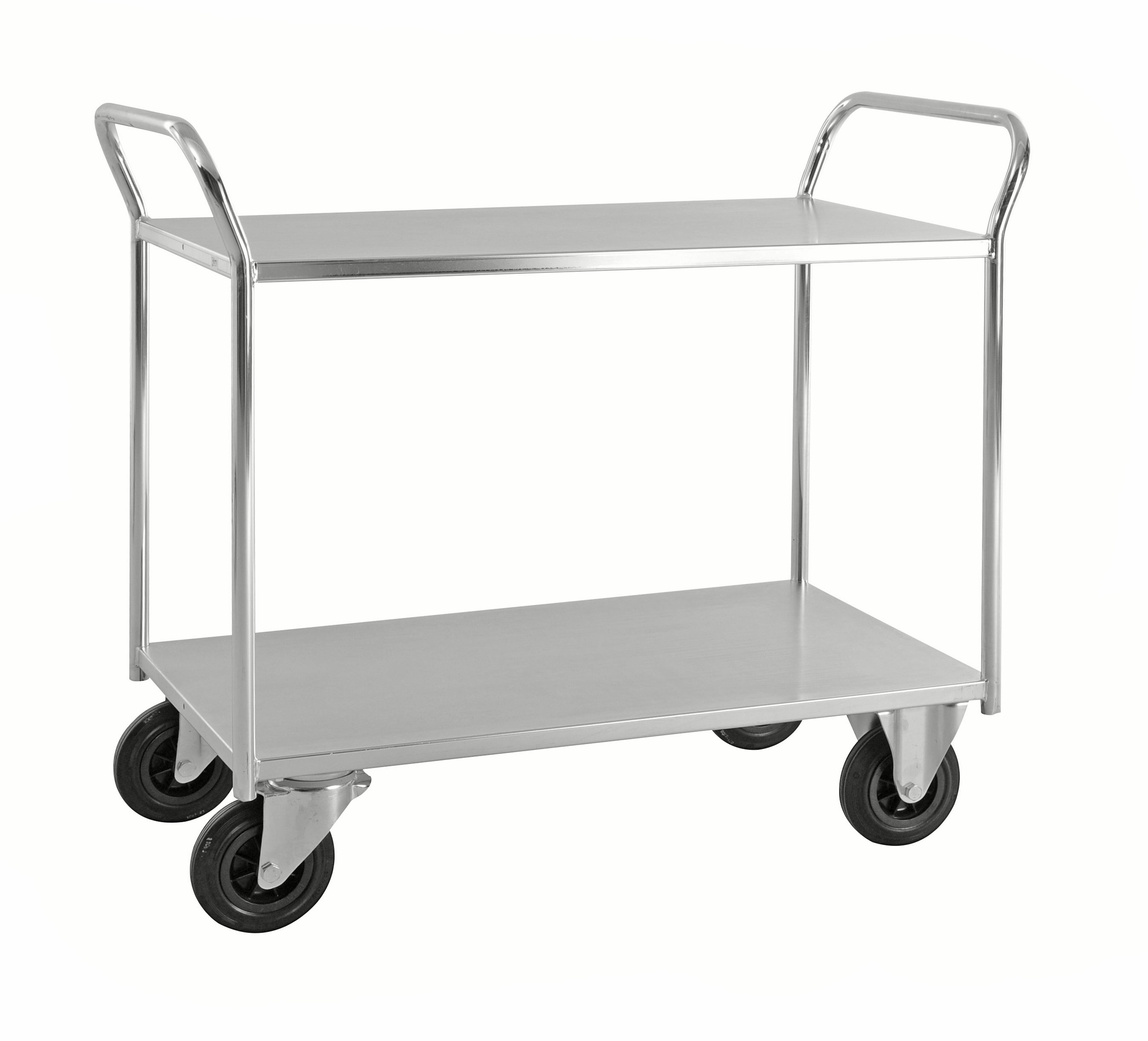 Carrello robusto lamiera 2 ripiani Elettro galvaniz. freno - KM4126-EB Kongamek