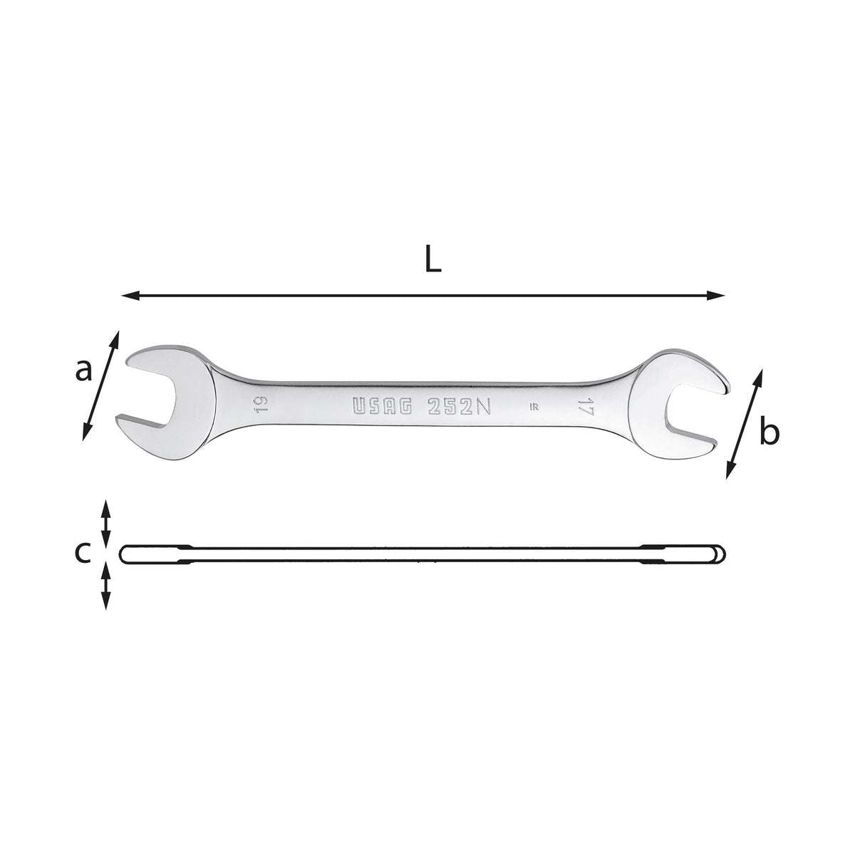 Chiavi a forchetta doppie 42mm 18x19mm L.220mm - Usag 252 N