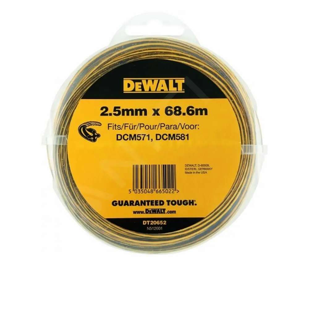Filo di ricambio per tagliabordi 68,6mx2,5mm - Dewalt DT20652- QZ