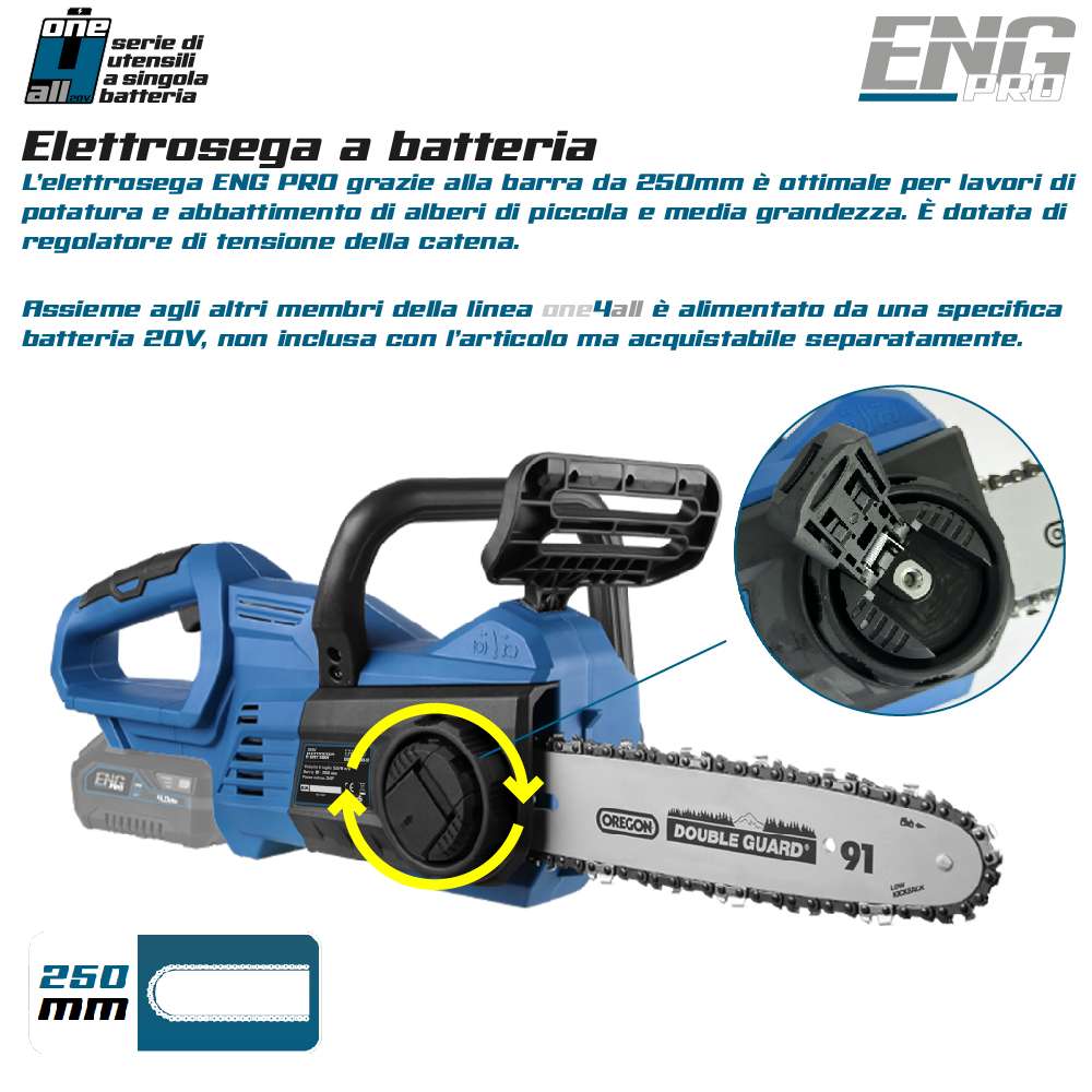 Elettrosega a batteria 250 mm - Linea professionale ONE4ALL 20V ENGPRO 1B20-ES00