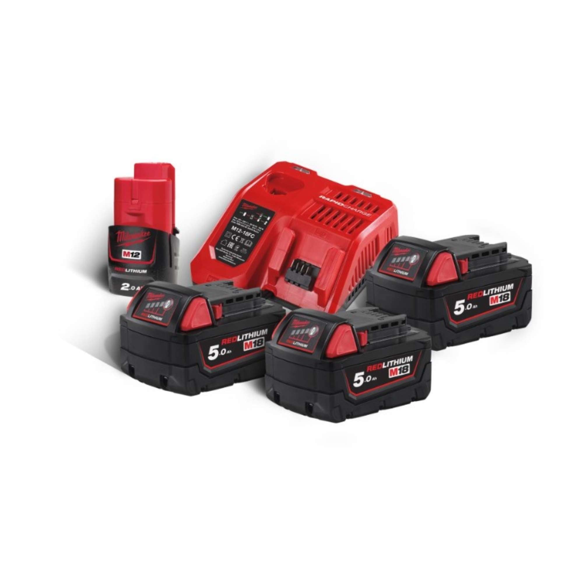 Kit Batteria 3x18V 5.0Ah+1x12V 2.0Ah+Caricabatterie Milwaukee 4933451423