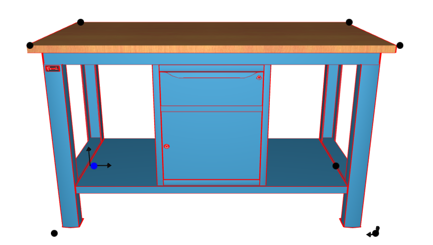 Banco da lavoro per officina piano in legno 1500 X 750 X 880 H - armadio 1 cassetto 1 porta - FAMI - Blu