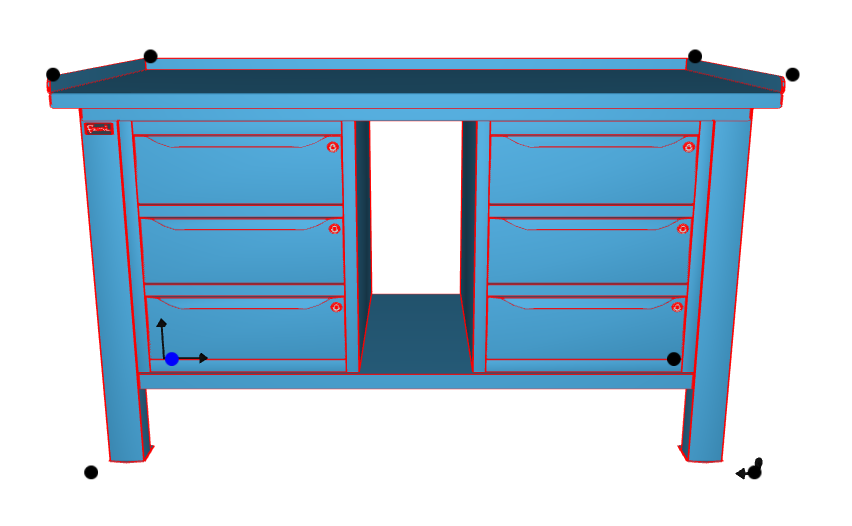 Banco da lavoro per officina piano in acciaio 1507 x 705 x 855 H - 2 armadi 3 cassetti - FAMI - Blu