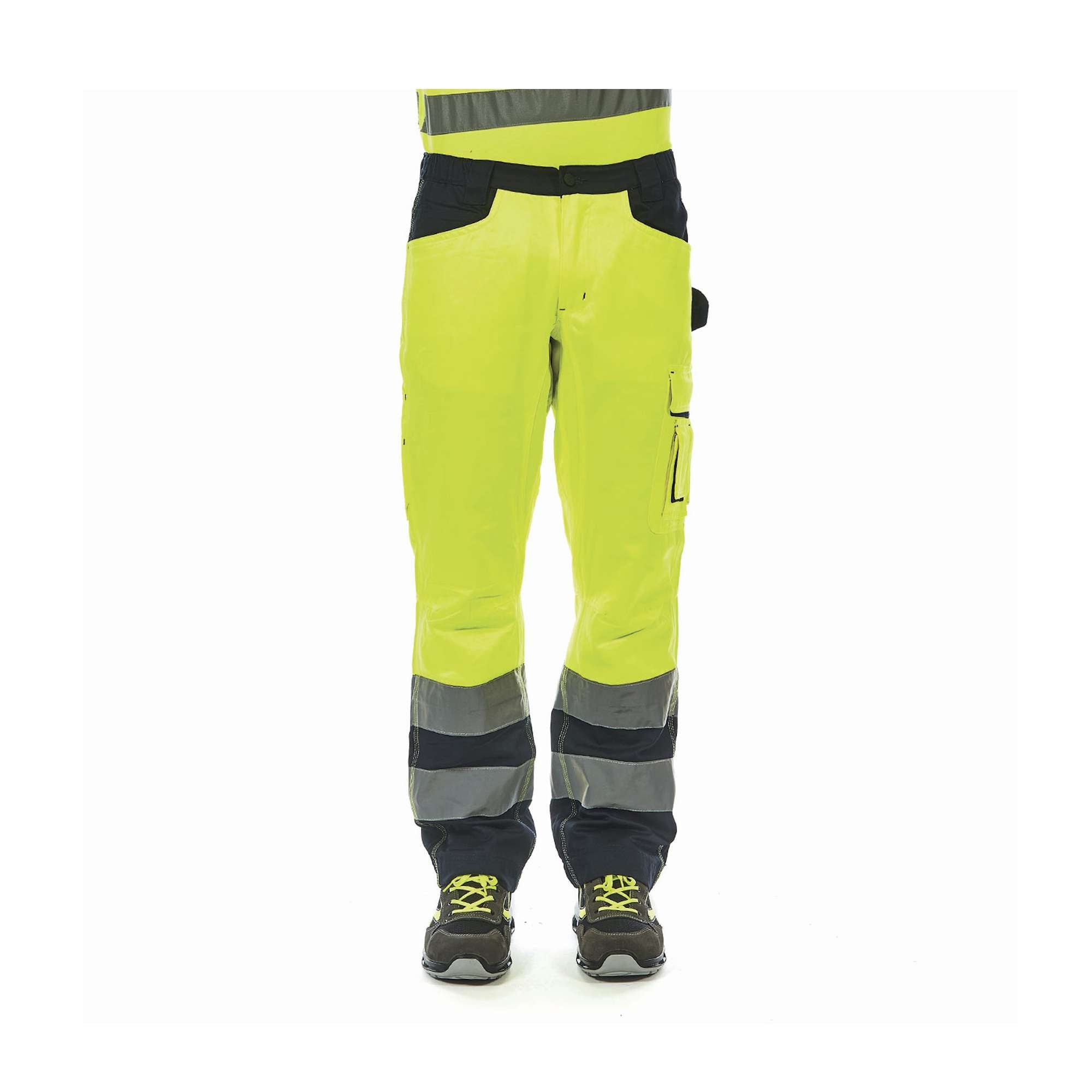 Pantalone da lavoro RADIANT Giallo Fluo Strisce riflettenti Taglia L - U-Power