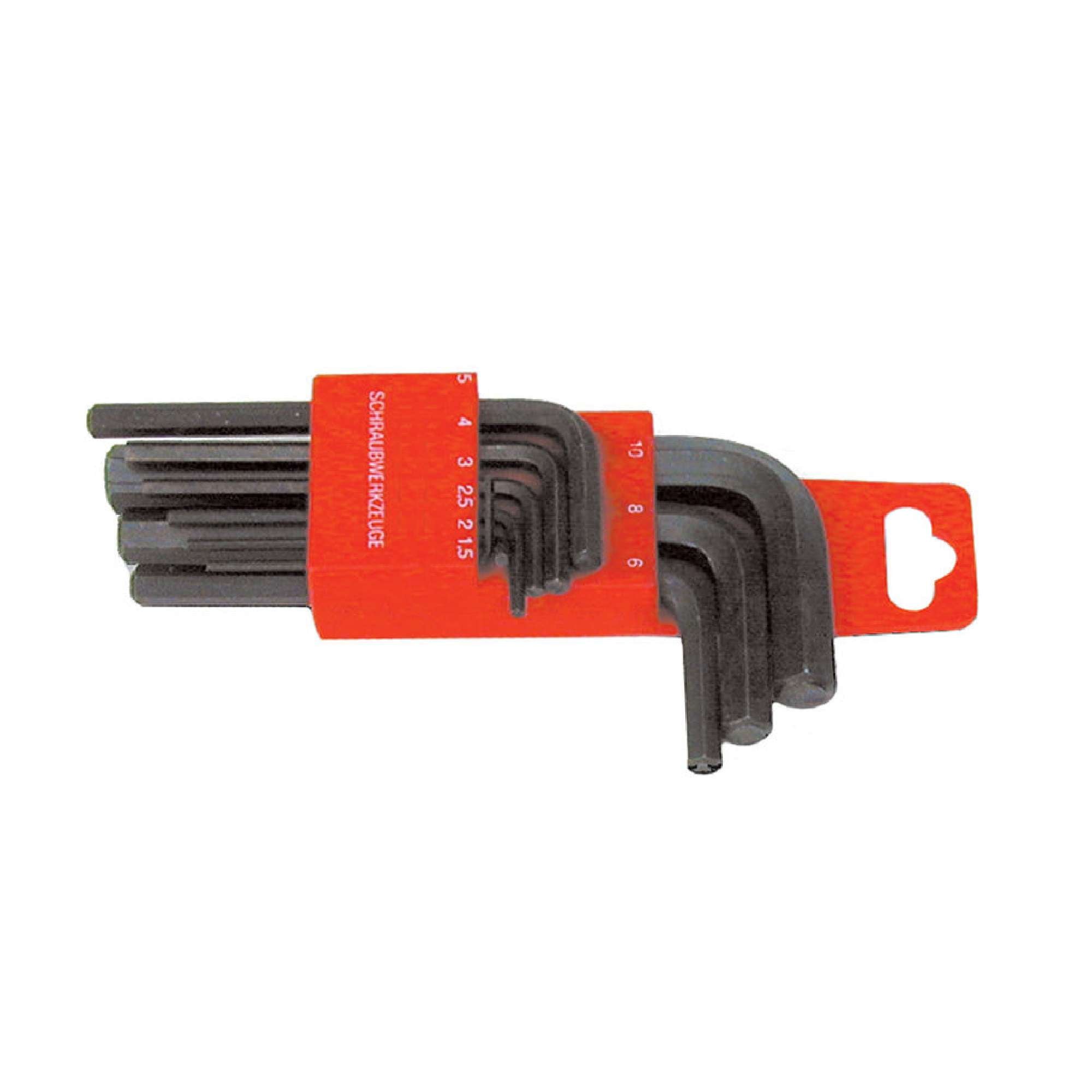 Serie 9 chiavi esagonali TCCE brunite 1.5 - 10mm - Fermec 911-110-CLIP