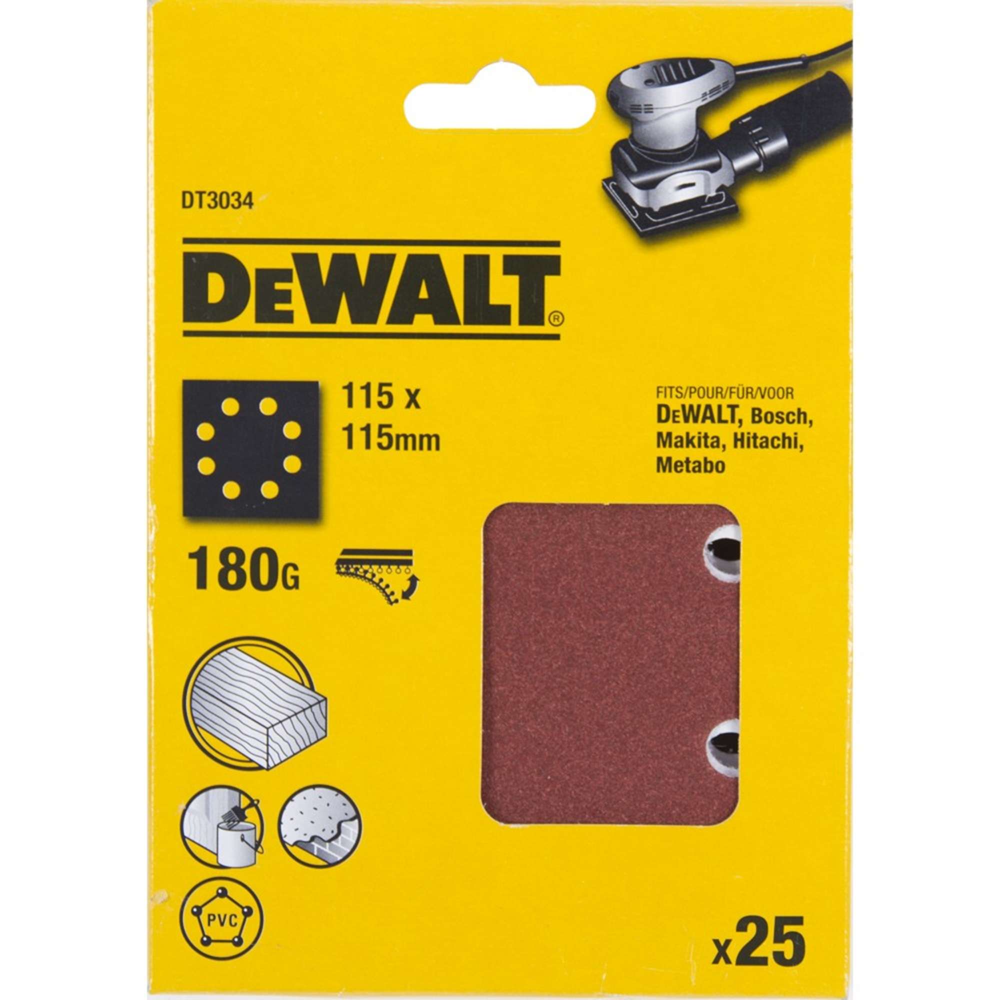 Carta abrasiva DEWALT grana 180 1/4 DT3034-QZ