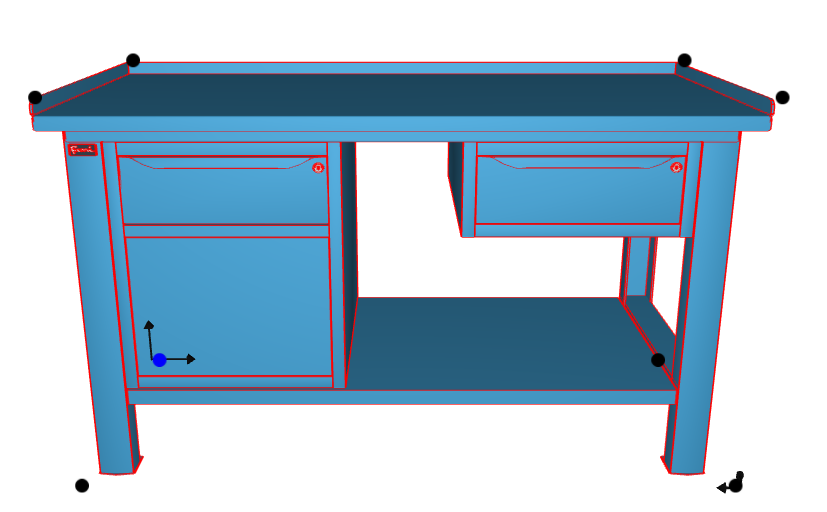 Banco da lavoro per officina piano in acciaio 1507 x 705 x 855 H - armadio 1 cassetto 1 porta + armadio 1 cassetto - FAMI - Blu