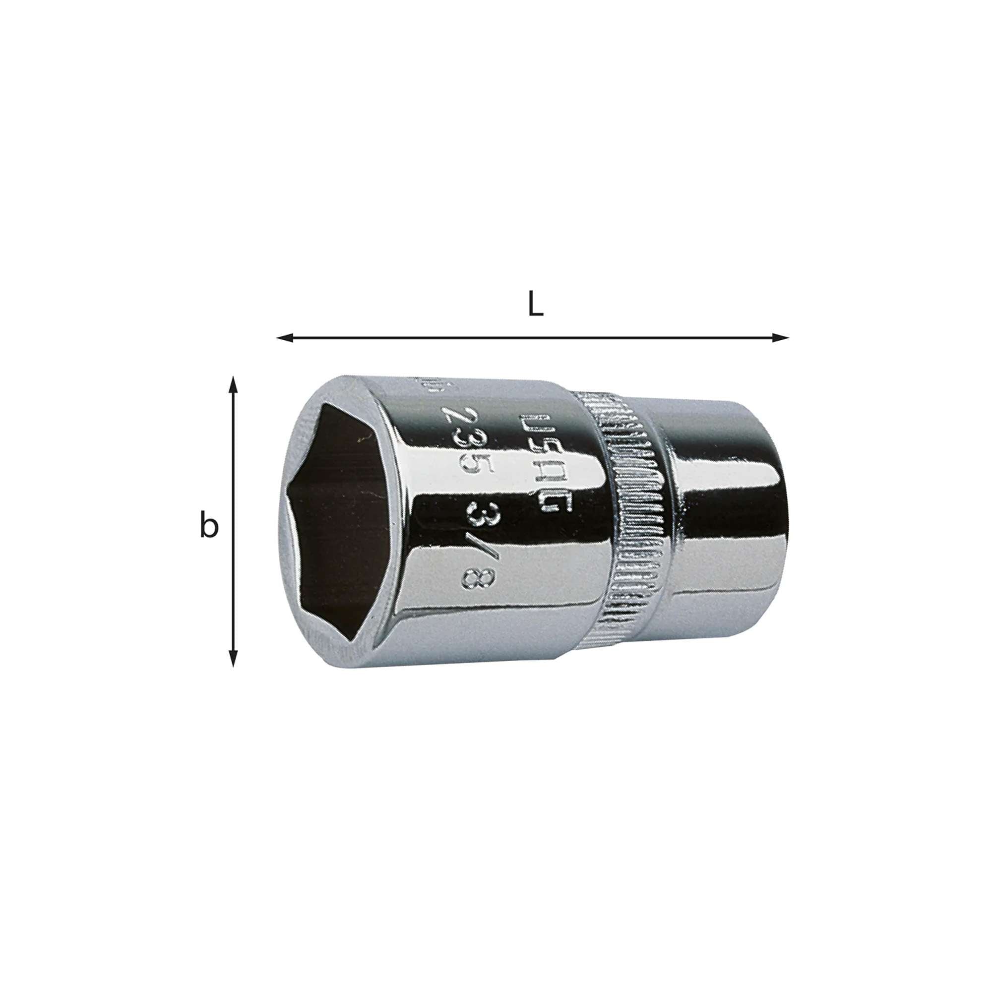 Chiavi a bussola L. 30mm con bocca esagonale 17mm - Usag 235 3/8 E